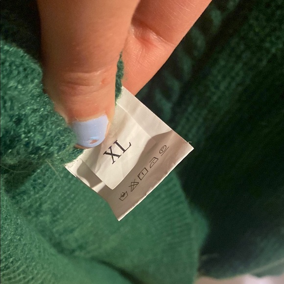 Green Cable Knit Cropped Square Neck Sweater - Picture 6 of 8